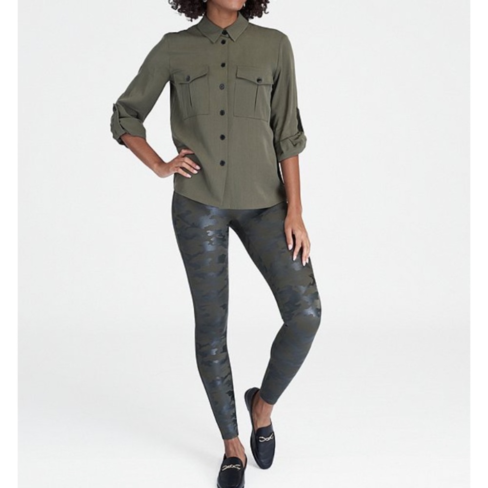 Spanx Faux Leather Camo Leather Leggings